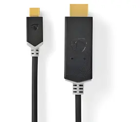 Nedis USB-C - HDMI 2m antracit / Adaptér / USB 3.2 Gen 1 / 4K 60Hz / Pozlacené konektory