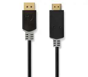 Nedis antracit / Kabel DisplayPort na HDMI / 4K 30Hz / Pozlacené konektory / 1 m