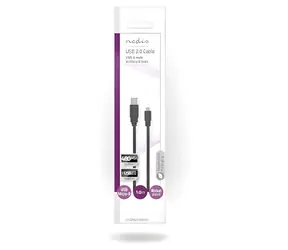 Nedis USB 2.0 kabel černá / Kabel USB / USB-A - Micro-B / 480 Mbps / 1 m / Plochý