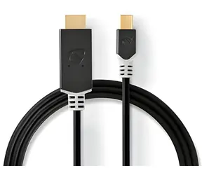 Nedis Mini DisplayPort - HDMI antracit / Kabel Mini DisplayPort na HDMI / 48 Gbps / Pozlacené konektory / 2 m