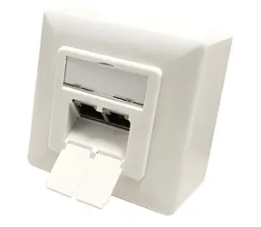 Goobay bílá / Síťová zásuvka / 2x RJ45 / kat. 6 STP / na omítku / horizontální přívod