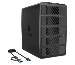 ICY BOX IB-RD3705-CU3 černá / Externí box pro 5x HDD SSD 2,5 a 3,5 palce / RAID / USB-C 3.2 Gen1 / 1 ventilátor