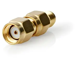Nedis Adaptér RP-SMA(M) - SMA(F) zlatá / Adaptér / Pozlacené kontakty / 50 Ohm / 2 ks