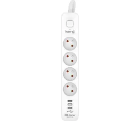 Kerg přepěťová ochrana 4 zásuvky bílá / Přepěťová ochrana / 4 zásuvky / 1,5 m