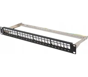 Lanberg PPKS-0924-B černý / Patch panel / 24 portů / Keystone / FTP / 1U / 19"