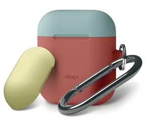 Elago Duo Hang Case Italian Rose / Silikonové pouzdro / AirPods / karabinka