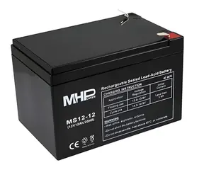 MHPower olověná baterie AGM 12V 12Ah / Olověný akumulátor / VRLA / Faston F2 6,3 mm