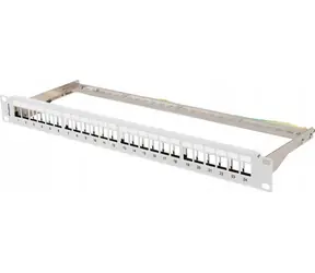 Lanberg patch panel pro Keystone šedý / Patch panel / 24 portů / FTP / 1U / 19" / neosazený