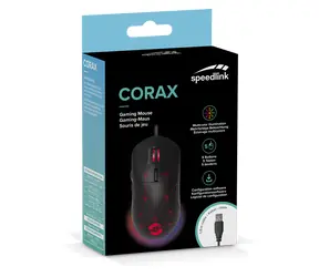Speed Link SL-680003-BK CORAX Gaming Mouse černá / Herní myš / drátová / 3200 dpi / 5 tlačítek / RGB podsvícení