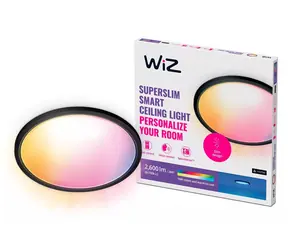 WiZ SuperSlim LED stropní svítidlo 42cm, černé / Wi-Fi/Bluetooth / RGB / 22W / 2600lm / 2700-6500K / IP20