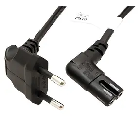 Goobay černá / Napájecí kabel / CEE 7/16 - IEC 320 C7 / lomené konektory / 0,75 m