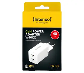Intenso W40CC GaN bílá / Nabíječka / 2x USB-C / 40 W