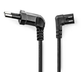 Nedis napájecí kabel Euro - IEC-320-C7 černá / Napájecí kabel / úhlový levý / poniklovaný / 3 m