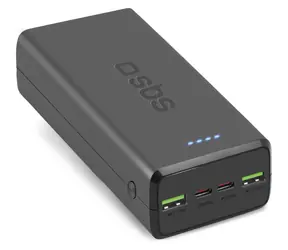 SBS PowerBank 30 000 mAh černá / Powerbanka / Power Delivery 20 W / 2x USB-C / 2x USB-A