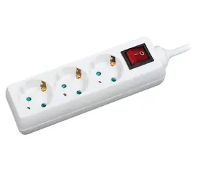 LogiLink prodlužovací kabel s vypínačem bílá / Zásuvkový blok / 3 zásuvky / 1,4 m / 16 A