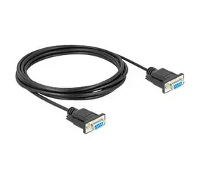 Delock DB-9 (F) - DB-9 (F) černá / Sériový kabel / 3 m / křídlové šrouby