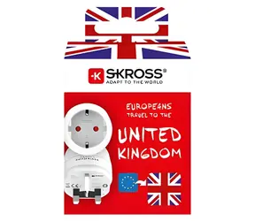 SKROSS Cestovní adaptér Evropa-UK zemněný / Cestovní adaptér / typ G / 13A
