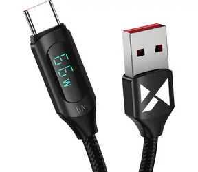 Wozinsky WUACC2 černá / Kabel USB-A (M) - USB-C (M) / 66W / 6A / 2m / displej