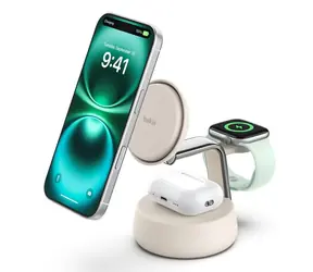 Belkin UltraCharge Pro bílá / Bezdrátová nabíjecí stanice 3v1 / Qi2 / magnetická / 25W