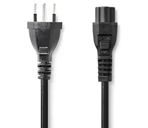 Nedis Napájecí kabel CH – IEC-320-C5 černá / Napájecí kabel / 2 m / Švýcarská zástrčka trojlístek