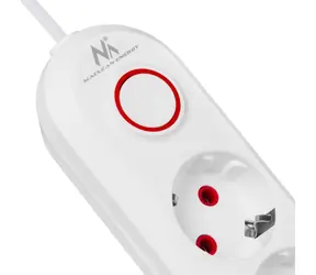 Maclean MCE394 W bílá / Prodlužovací kabel / 3x zásuvka + 3x USB / 2500 W / 1,5 m