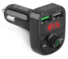 SBS Autoadaptér FM černá / Autonabíječka do auta / 2x USB-A / AFC / 15 W