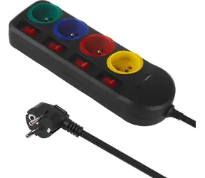 Maclean prodlužovací kabel se 4 zásuvkami černá / Prodlužovací kabel / 4 zásuvky / 1,5 m