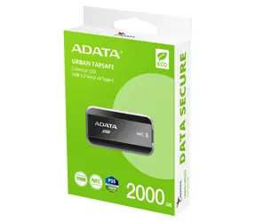 ADATA URBAN TAPSAFE 2TB černá / Externí SSD / USB 3.2 Gen 2x2 / 1900 MB/s / NFC zámek