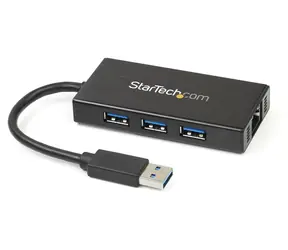 StarTech ST3300GU / pro síťové připojení / 3x USB 3.0 / integrovaný hub / RJ45 Gigabit Ethernet