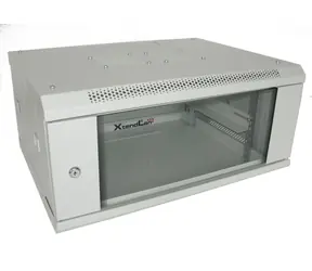 XtendLan Nástěnný rozvaděč 4U/600x450 šedý / Rozvaděč / skleněné dveře / nosnost 60 kg / 600×450 mm