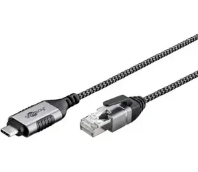 Goobay 74404 černá/šedá / Redukce USB-C na RJ-45 / 1 Gb/s / 3 m