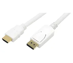 LogiLink CV0055 bílá / Kabel / DisplayPort (M)-HDMI (M) / Full HD 1920x1080 / pozlacené konektory / 2 m