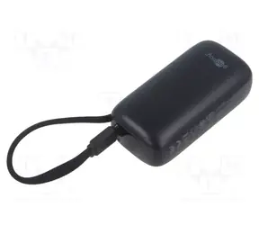 Goobay 5000 mAh černá / Powerbanka / integrovaný USB-C kabel 13 cm / PD / QC / 20 W