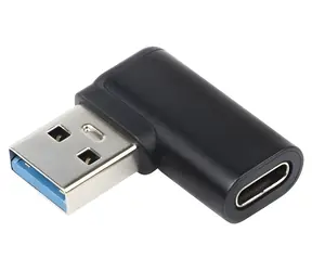 OEM USB-C (F) - USB-A (M) zahnutá 90° černá / Redukce / USB 3.0 / 5 Gbps