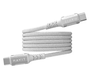 Havit CB6297 bílá / Magnetický datový kabel / USB-C – USB-C / PD 60 W / 1 m