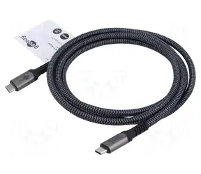 Goobay 74213 černá/šedá / Datový a nabíjecí kabel / USB-C - USB-C / 40 Gbps / PD 240 W / 1,8 m