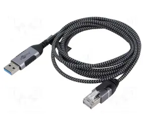 Goobay USB-A - RJ-45 černá/šedá / Síťový adaptér / USB 3.2 Gen1 / 1 Gbit/s / 2 m
