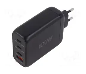 Goobay 100W černá / Síťová nabíječka / GaN / 3x USB-C PD / 1x USB-A QC