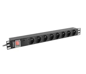Lanberg SPD-3MP černá / Napájecí lišta do racku (PDU) / 19" / 1U / 7x Schuko / 16A / 2 m