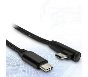 Inter-Tech USB-C kabel 90° 1 m černý / Kabel USB-C (M) - USB-C (M) / PD 60 W
