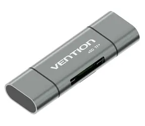 Vention Čtečka paměťových karet USB 3.0/USB-C šedá / Čtečka paměťových karet / SD / microSD / 5000 Mbit/s