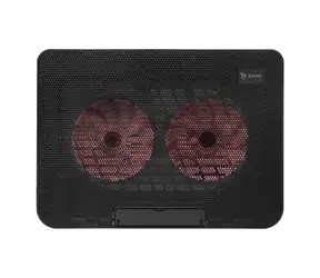 Savio COS-02 černá / Chladicí podložka pod notebook / 2 ventilátory / USB / červené podsvícení / náklon 0-60°