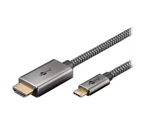Goobay USB-C - HDMI textilní kabel černá/stříbrná / Adaptérový kabel / 4K 60Hz / 2 m