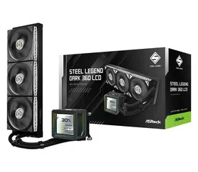 ASRock Steel Legend Dark 360 LCD / AIO vodní chladič CPU / 3x 120mm / LCD 3" / ARGB / Intel + AMD
