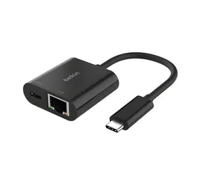 Belkin adaptér USB-C na Gigabit Ethernet černá / Adaptér / Gigabit Ethernet RJ45 / 100W PD průchozí napájení