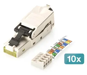 Digitus DN-93631-10 stříbrná / Konektor RJ45 / CAT6a / STP / pro montáž v terénu / 10 ks