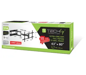 Techly 362169 / Nástěnný držák / LCD/LED 43–80" / výložník 101,5 cm / 50 kg