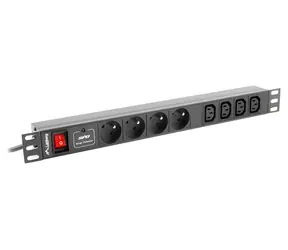 Lanberg PDU lišta do racku 19" černá / Zásuvková lišta / 1U / 4x IEC C13 / 16 A / 2 m kabel