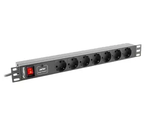 Lanberg PDU černá / Zásuvková lišta do racku / 1U / 19" / 7x zásuvka Schuko / IEC C14 / 10 A / 2 m