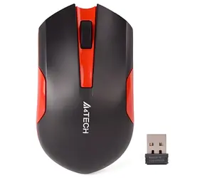 A4tech G3-200N-1 červená / Bezdrátová optická myš / 1000 DPI / 2,4 GHz / V-Track / 3 tlačítka / Baterie 1x AA
